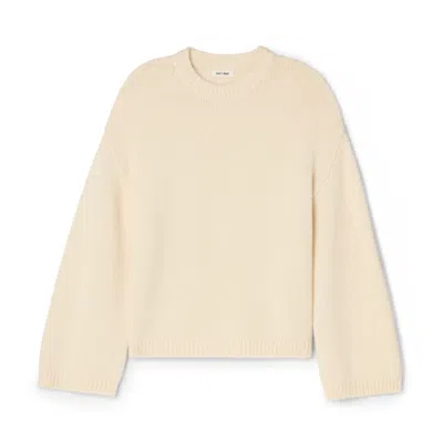 Soft Goat Chunky Crewneck Sweater In White