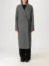 Soft Goat Double-breasted Coat In Gray