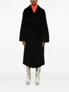 Soft Goat Wide-lapels Belted Coat In Black