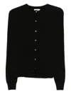 Soft Goat Crew-neck Fine-knit Cardigan In Black