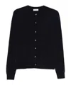 Soft Goat Buttoned Crew Neck Sweater In Black