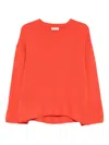 Soft Goat Crew Neck Sweaters In Soft Wool In Orange