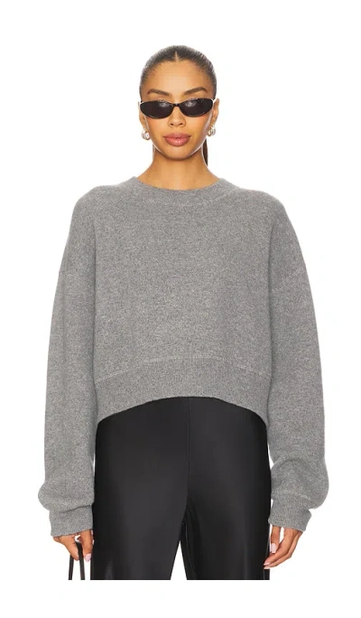 Soft Goat Double Faced Crewneck Pullover In Gray