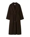 Soft Goat Drawstring Waist Lapel Coat In Brown