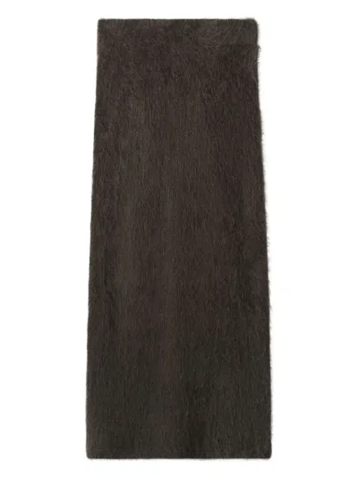 Soft Goat Elasticated Maxi Skirt In Brown