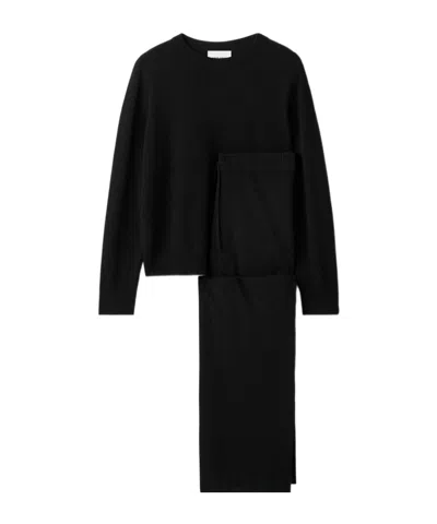 Soft Goat Elasticated-waist Trousers Set In Black