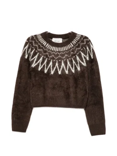 Soft Goat Round-neck Fair Isle Sweater In Black
