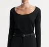 Soft Goat Featherlight O-neck Sweater In Black In Black