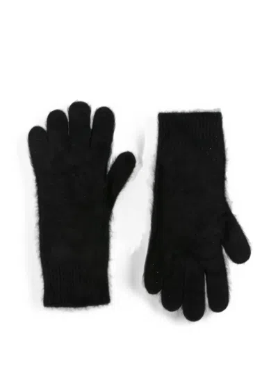 Soft Goat Fine-knit Gloves In Black