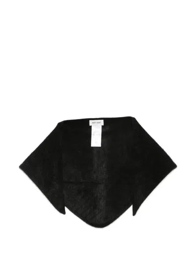 Soft Goat Fuzzy Triangular Scarf In Black