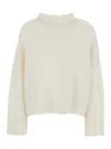 Soft Goat 'girlfriend' White Turtleneck Sweater With Ribbed Trims In Cashmere Woman