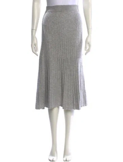 Pre-owned Soft Goat Goat Leather Midi Length Skirt In Gray