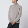 Soft Goat Greige Cashmere Turtleneck Sweater In Gray