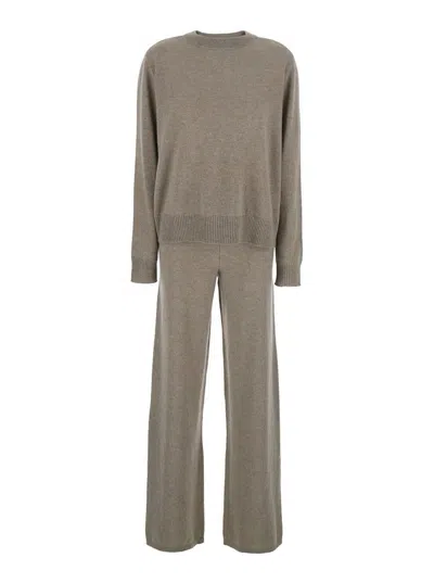 Soft Goat Grey Crewneck Set In Cashmere Woman