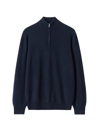 Soft Goat Half-zip Cashmere Sweater In Blue