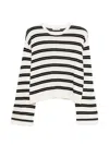 Soft Goat Horizontal Stripe Top In White