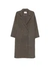Soft Goat Houndstooth Double-breasted Coat In Gray