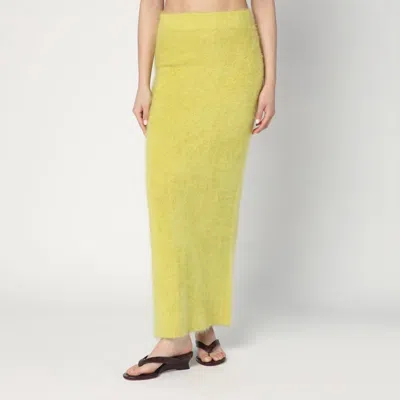 SOFT GOAT LONG LIME-COLOURED BRUSHED CASHMERE SKIRT