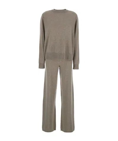 Soft Goat Long-sleeved Sweater And Pants Set In Brown