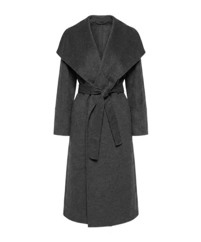 Soft Goat Long-sleeved Coat In Gray