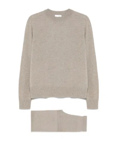 Soft Goat Long-sleeved Knitwear And Trousers Set In Gray