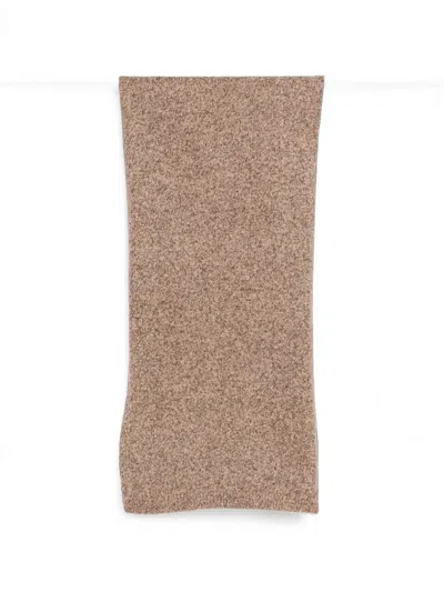 Soft Goat Marled Knitted Scarf In Brown