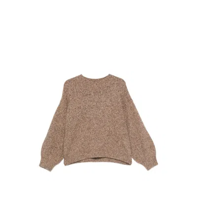 Soft Goat Mélange-effect Crew-neck Sweater In Brown