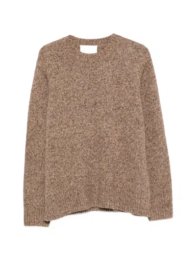 Soft Goat Melange-effect Crew-neck Sweater In Brown