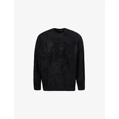 Soft Goat Mens Black Brushed-knit Crewneck Cashmere Jumper Xl