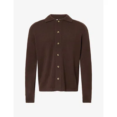 Soft Goat Mens Button-through Cashmere Cardigan Mocha Xl In Brown