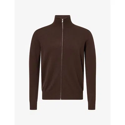 Soft Goat Mens Full-zip Cashmere Cardigan Mocha In Brown