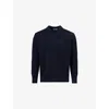 Soft Goat Mens Navy V-neck Knitted Cashmere Jumper In Blue