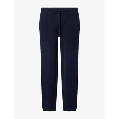 Soft Goat Mens Regular-fit Cashmere Jogging Bottoms Navy In Blue