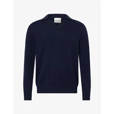 Soft Goat Mens Regular-fit Cashmere Polo Jumper Navy Xl In Blue