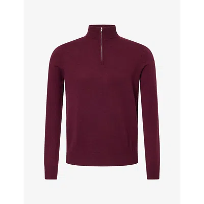 Soft Goat Mens Regular-fit Half-zip Cashmere Jumper Bordeaux Xl In Burgundy