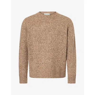 Soft Goat Mens  Marled Crewneck Cashmere-silk Jumper In Brown