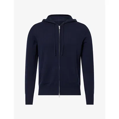 Soft Goat Mens  Zip-up Cashmere Hoody In Blue