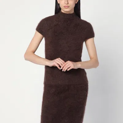 SOFT GOAT MOCHA-COLOURED BRUSHED CASHMERE SWEATER
