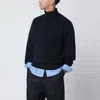Soft Goat Navy Blue Cashmere Turtleneck Sweater In Black