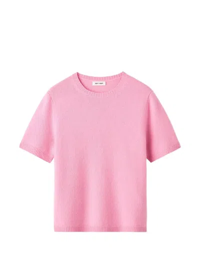 Soft Goat Oversized Short-sleeve Knitted T-shirt In Pink