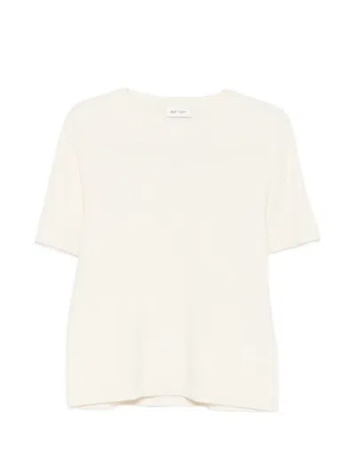 Soft Goat Crew Neck Short-sleeved Knit Sweater In Pink