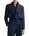 Soft Goat Pinstripe Blazer In Navy In Blue