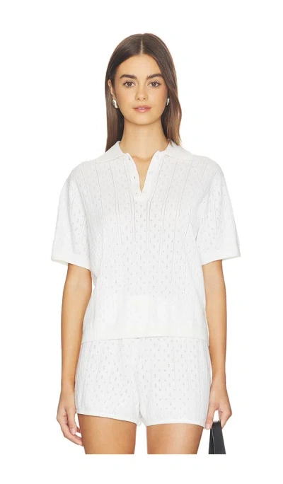 Soft Goat Pointelle Pique Top In White