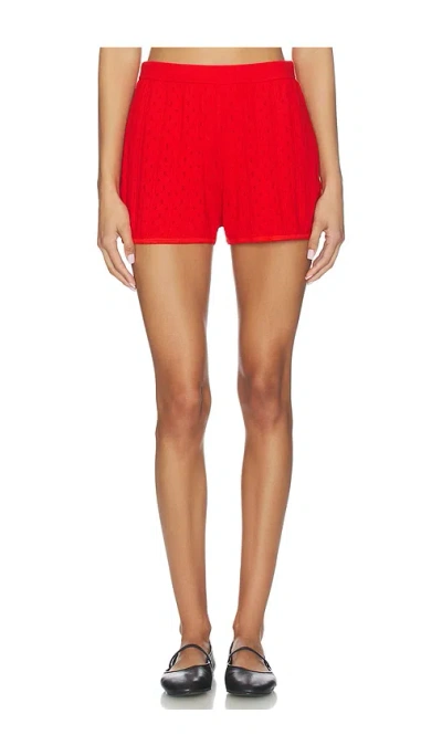 Soft Goat Pointelle Shorts In Red