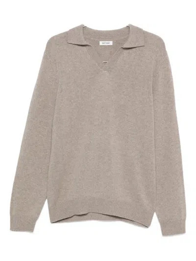 Soft Goat Polo-collar Sweater In Neutral
