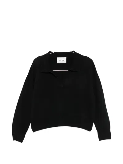 Soft Goat Polo-collar Sweater In Black