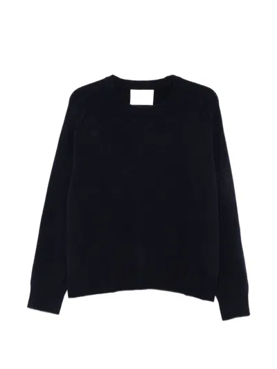 Soft Goat Raglan Sleeve Sweater With Ribbed Trims In Blue