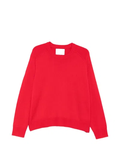Soft Goat Raglan-sleeve Crew-neck Sweater In Red
