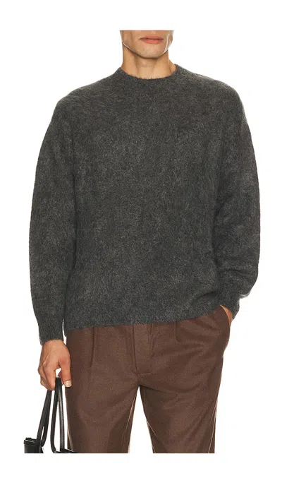 Soft Goat Relaxed Fit Alpaca Crewneck Sweater In Gray