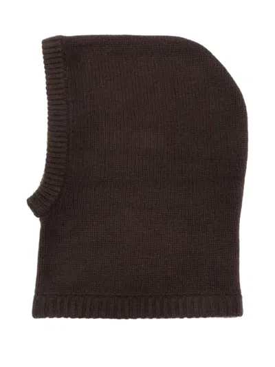 Soft Goat Ribbed Balaclava In Brown